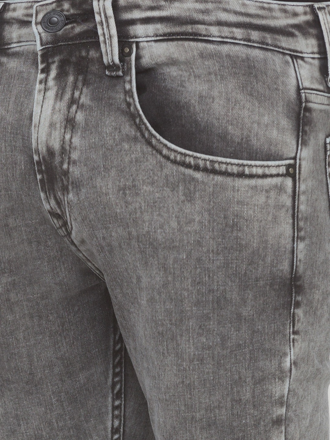 Men's Grey Cotton Solid Slim Jeans