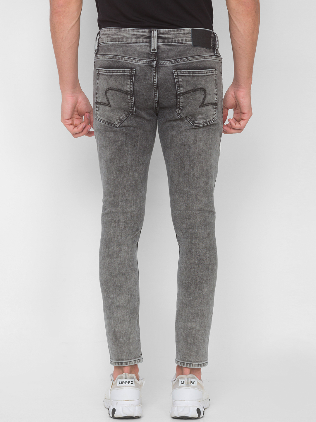 Men's Grey Cotton Solid Slim Jeans