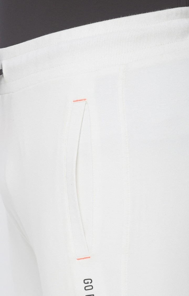 spykar | Men's White Cotton Blend Solid Casual Joggers 5