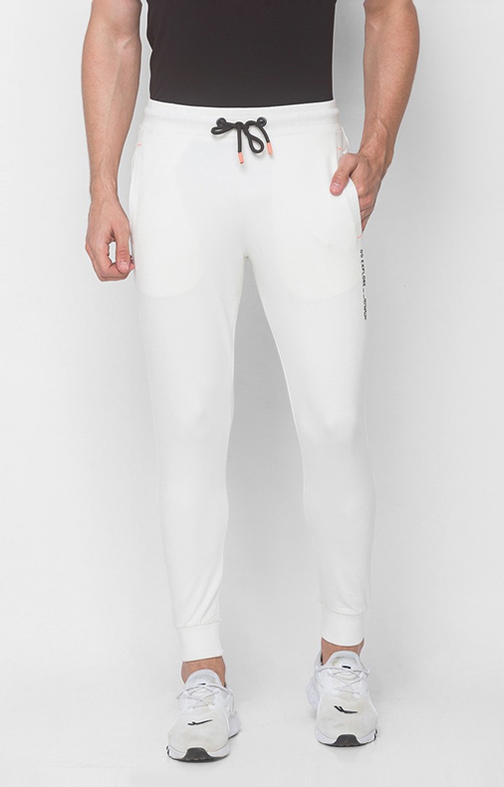 spykar | Men's White Cotton Blend Solid Casual Joggers 0