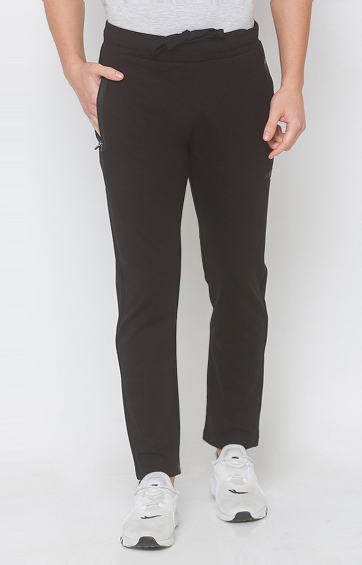 spykar | Men's Black Cotton Blend Solid Trackpants 0