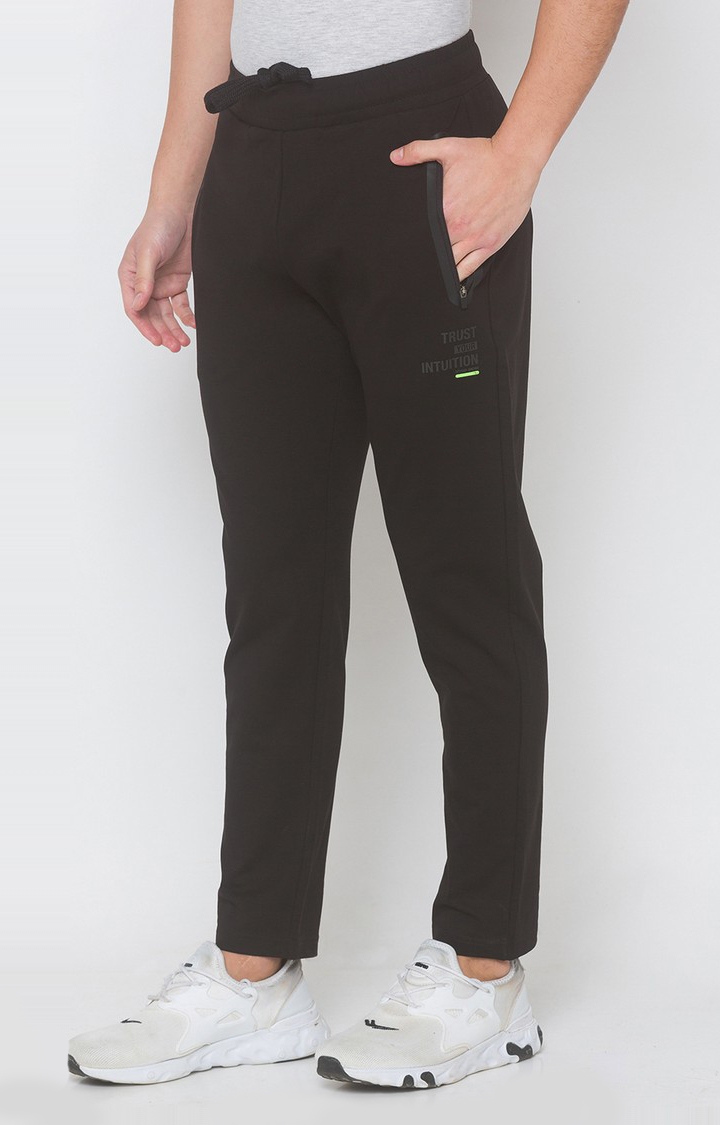 spykar | Men's Black Cotton Blend Solid Trackpants 2