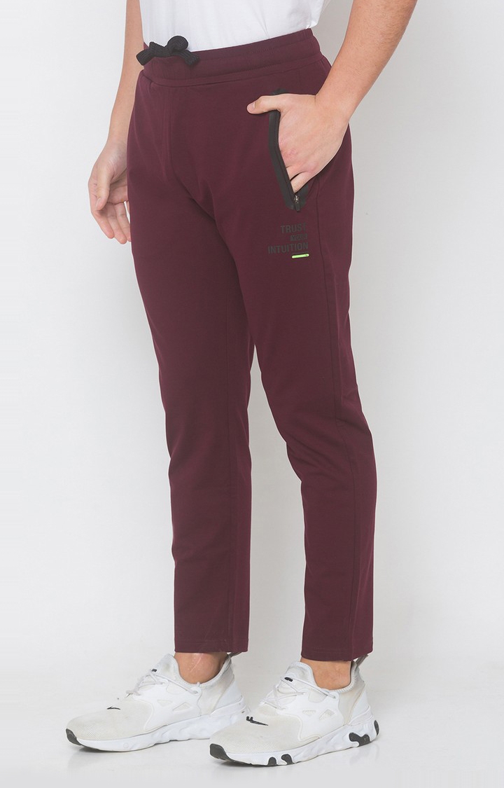 spykar | Men's Red Cotton Blend Solid Trackpants 2