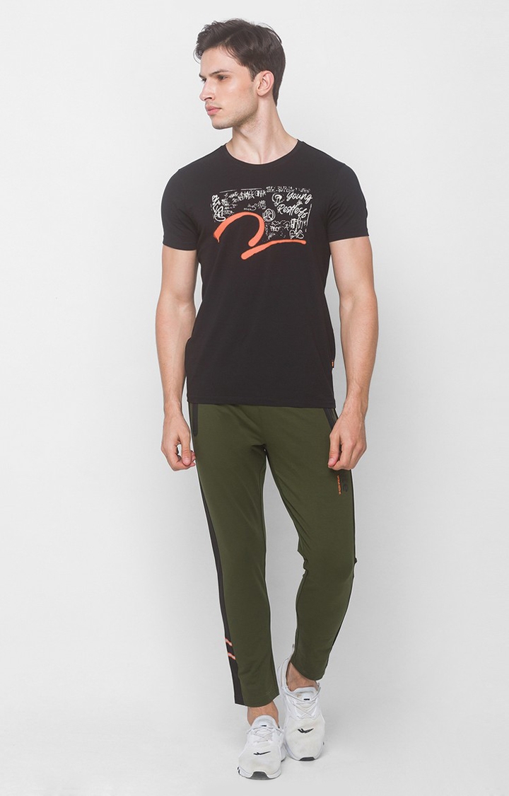 spykar | Men's Green Cotton Blend Solid Trackpants 1
