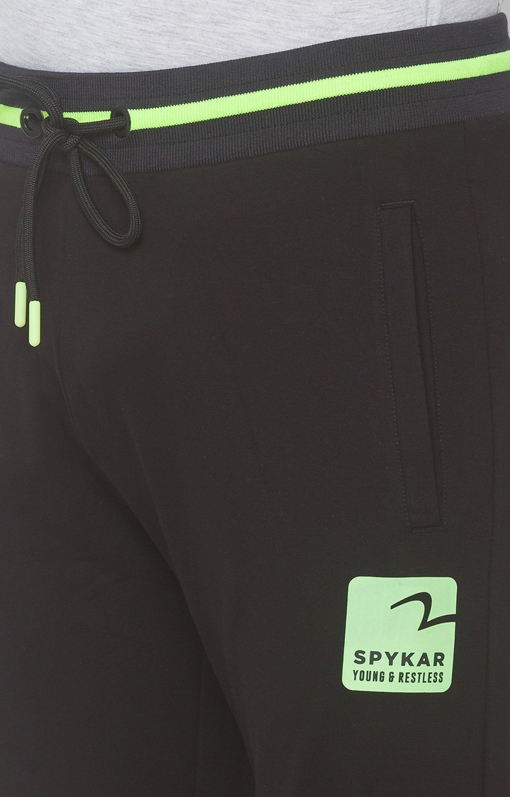 spykar | Men's Black Cotton Blend Solid Trackpants 4