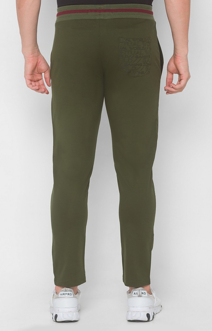 spykar | Men's Green Cotton Blend Solid Trackpants 3