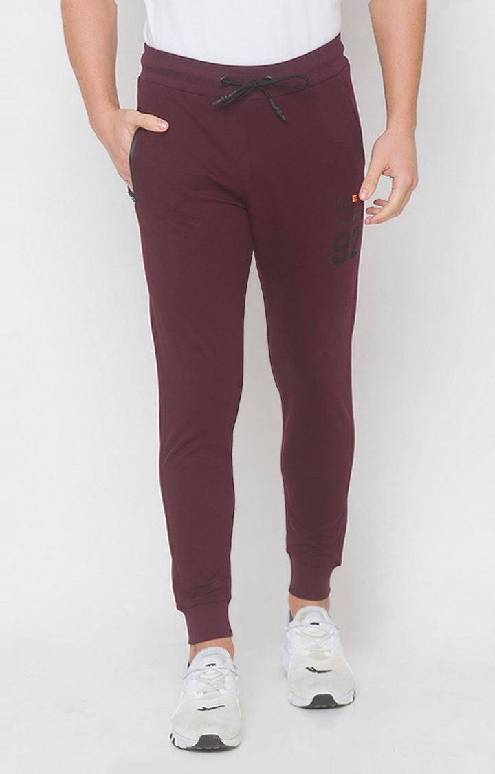 spykar | Men's Red Cotton Blend Solid Casual Joggers 0