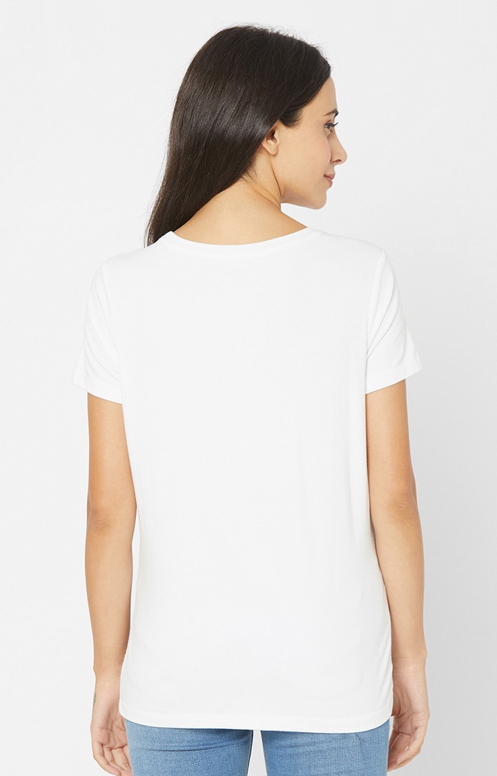 spykar | Spykar White Cotton T-Shirts (Regular ) 4