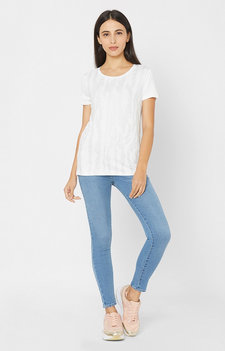 spykar | Spykar White Cotton T-Shirts (Regular ) 1