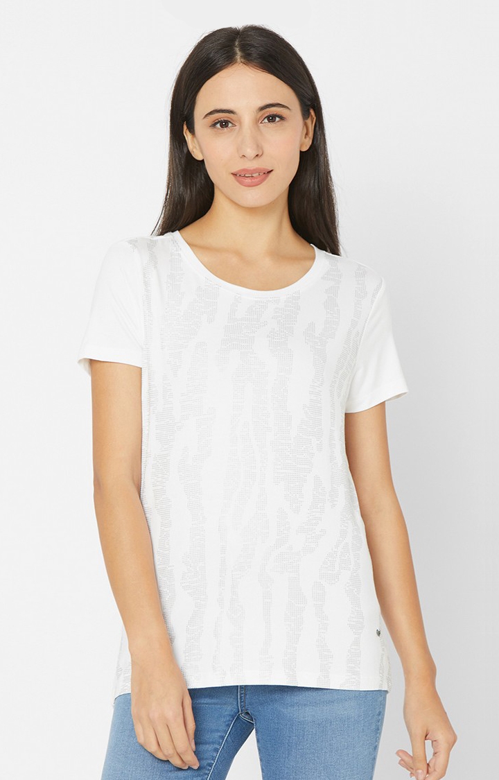 spykar | Spykar White Cotton T-Shirts (Regular ) 0