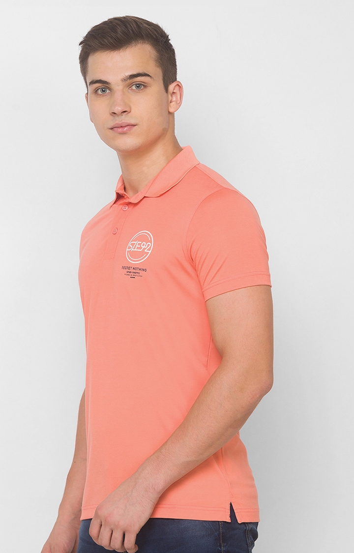 Spykar | Spykar Pink Blended Polo T-Shirts 2