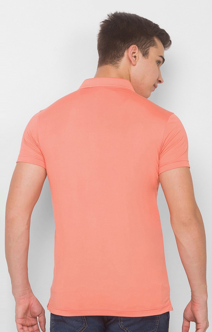 Spykar | Spykar Pink Blended Polo T-Shirts 3