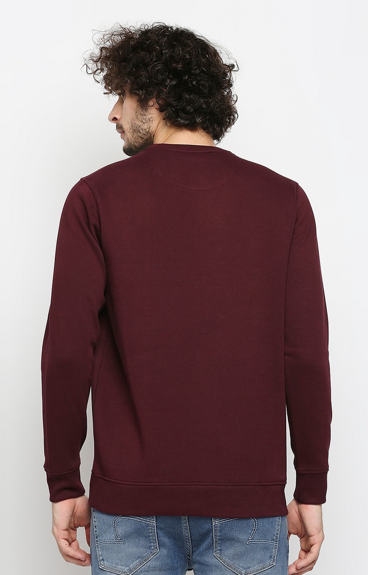 spykar | Spykar Maroon Cotton Regular Fit Sweatshirt For Men 4