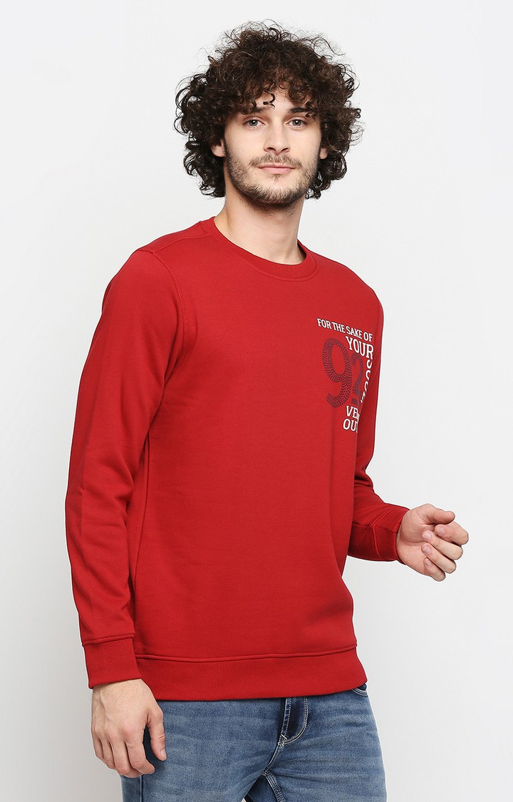 spykar | Spykar Red Cotton Regular Fit Sweatshirt For Men 3