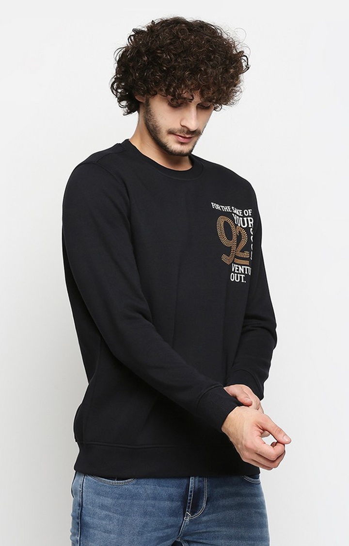 spykar | Spykar Black Cotton Regular Fit Sweatshirt For Men 3