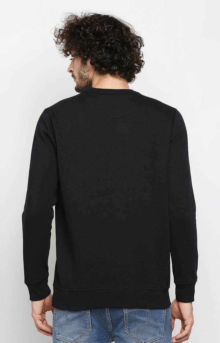 spykar | Spykar Black Cotton Regular Fit Sweatshirt For Men 4