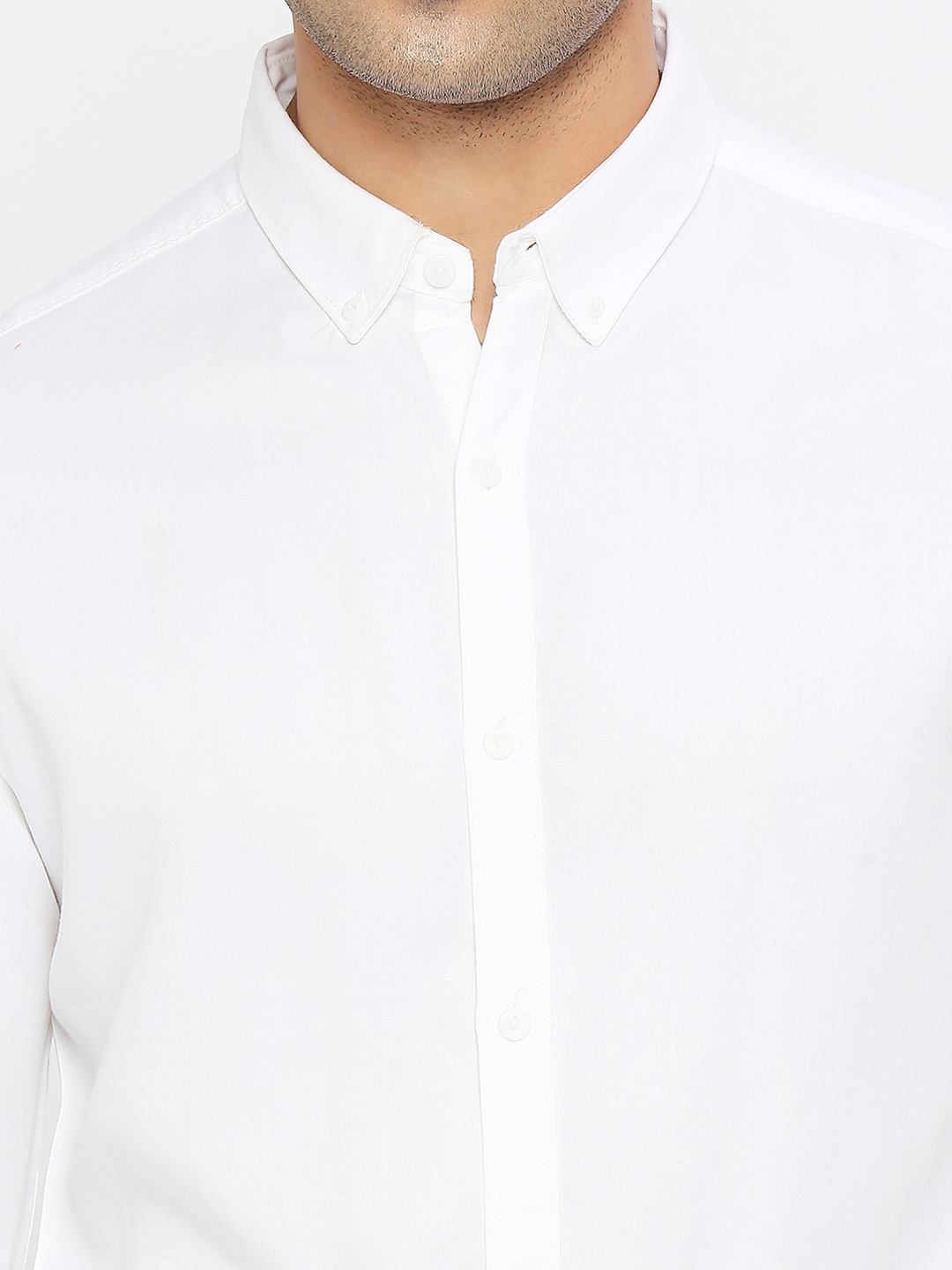 spykar | Spykar Men White Cotton Slim Fit Full Sleeve Plain Shirt 4