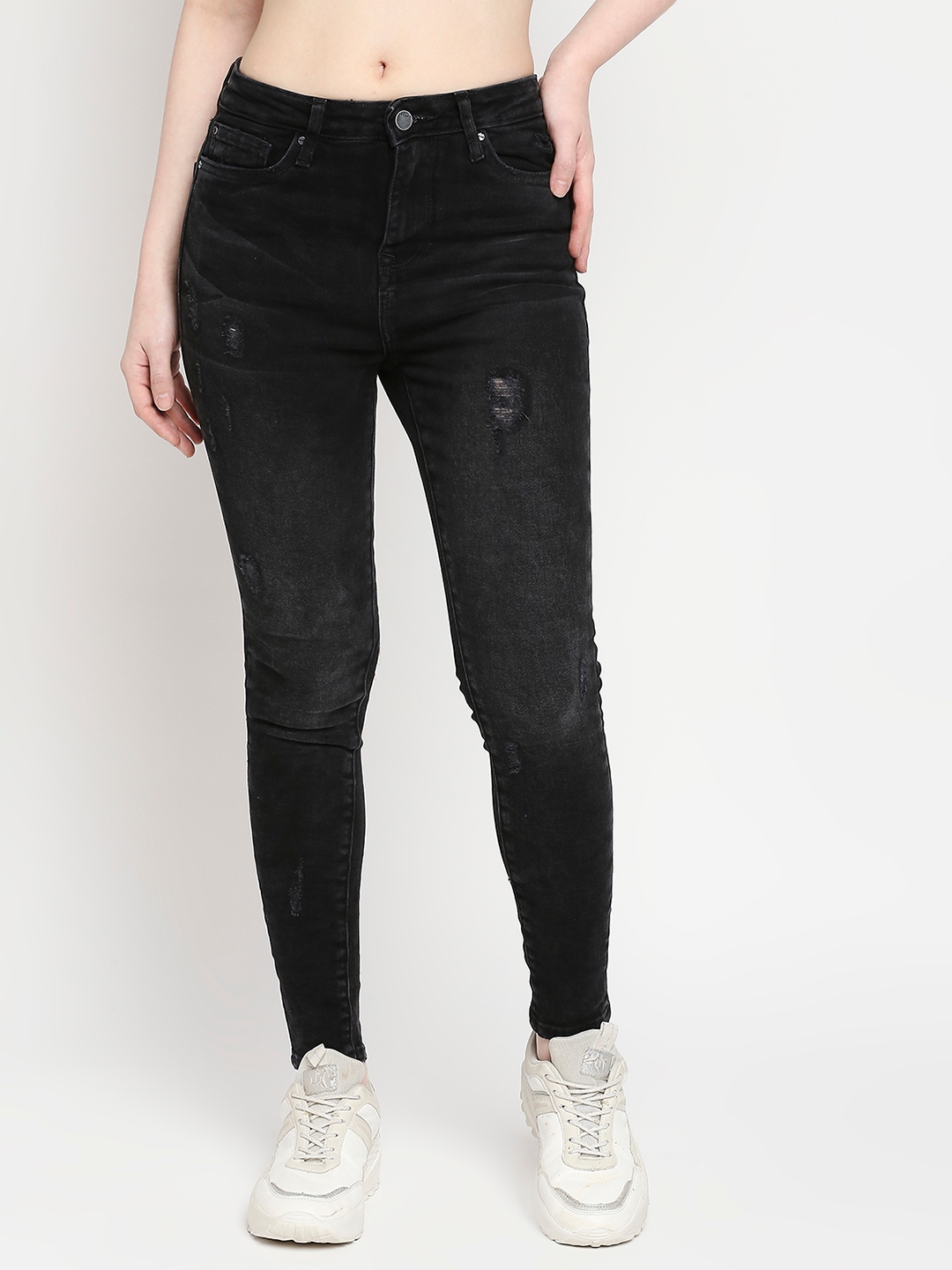spykar | Women's Black Lycra Solid Jeans 0