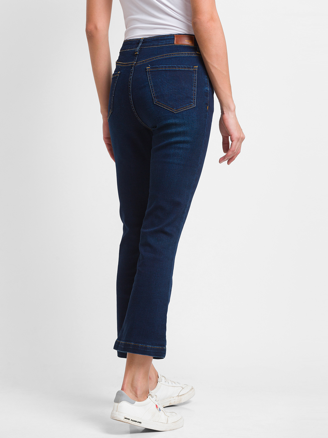 Women's Blue Lycra Solid Flared Jeans