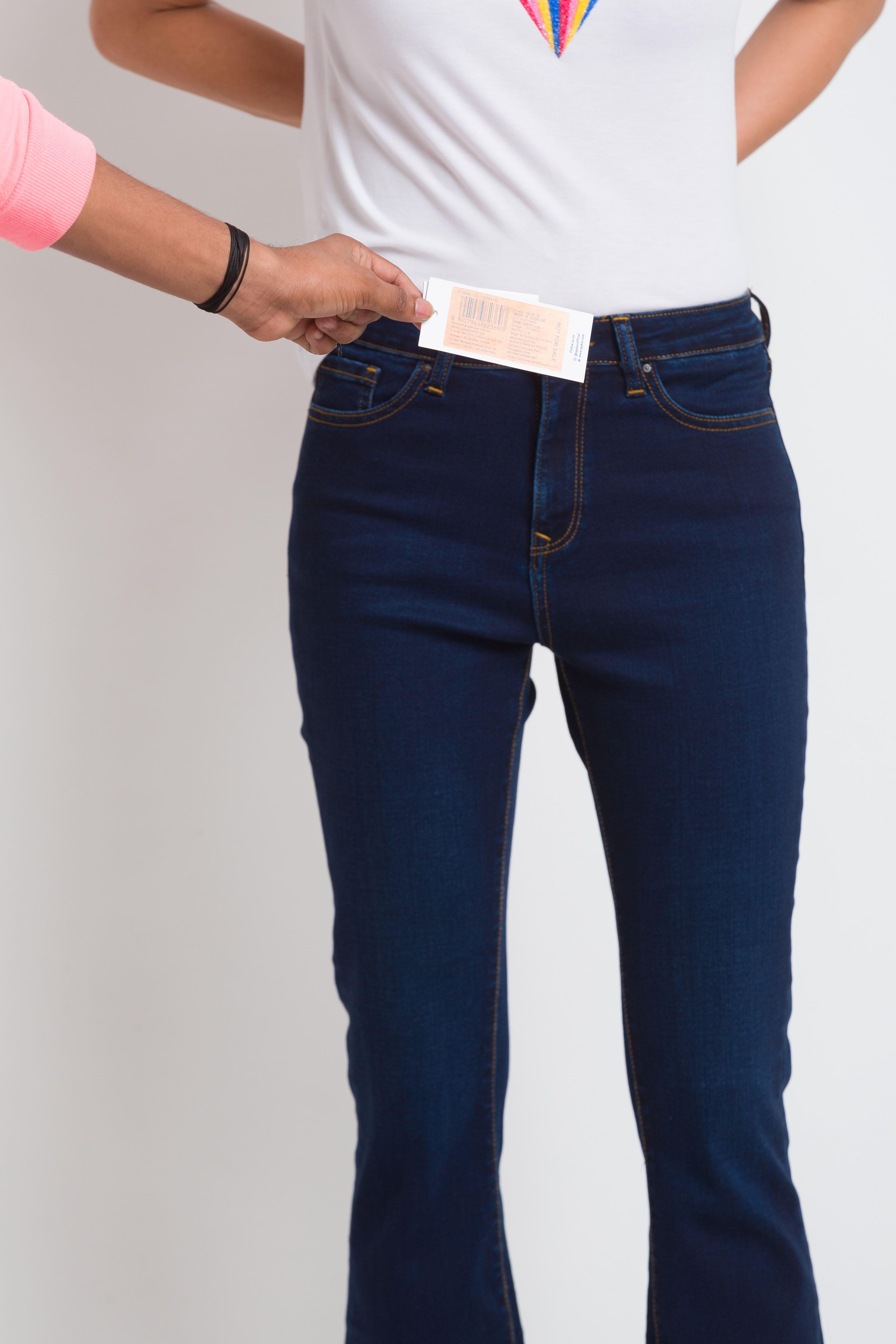 Women's Blue Lycra Solid Flared Jeans