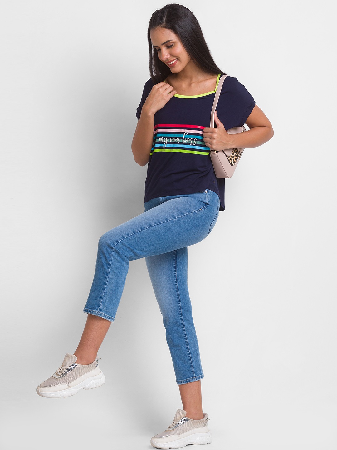 Women's Blue Lycra Solid Slim Jeans