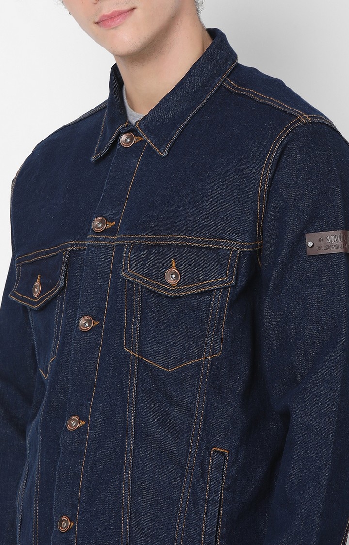 spykar | Spykar Navy Blue Full Sleeve Denim Jackets for Mens 5