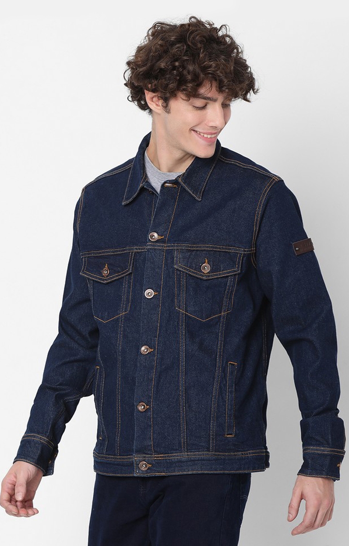 spykar | Spykar Navy Blue Full Sleeve Denim Jackets for Mens 2