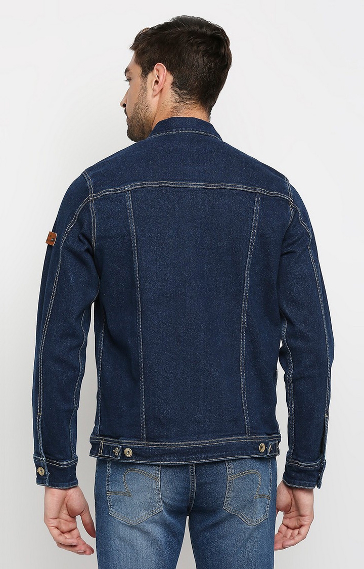 spykar | Spykar Blue Cotton Slim Fit Denim Jacket 4