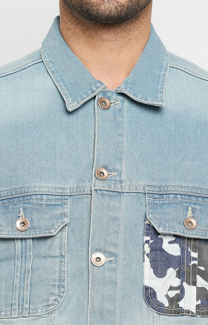 spykar | Spykar Blue Cotton Slim Fit Denim Jacket 6