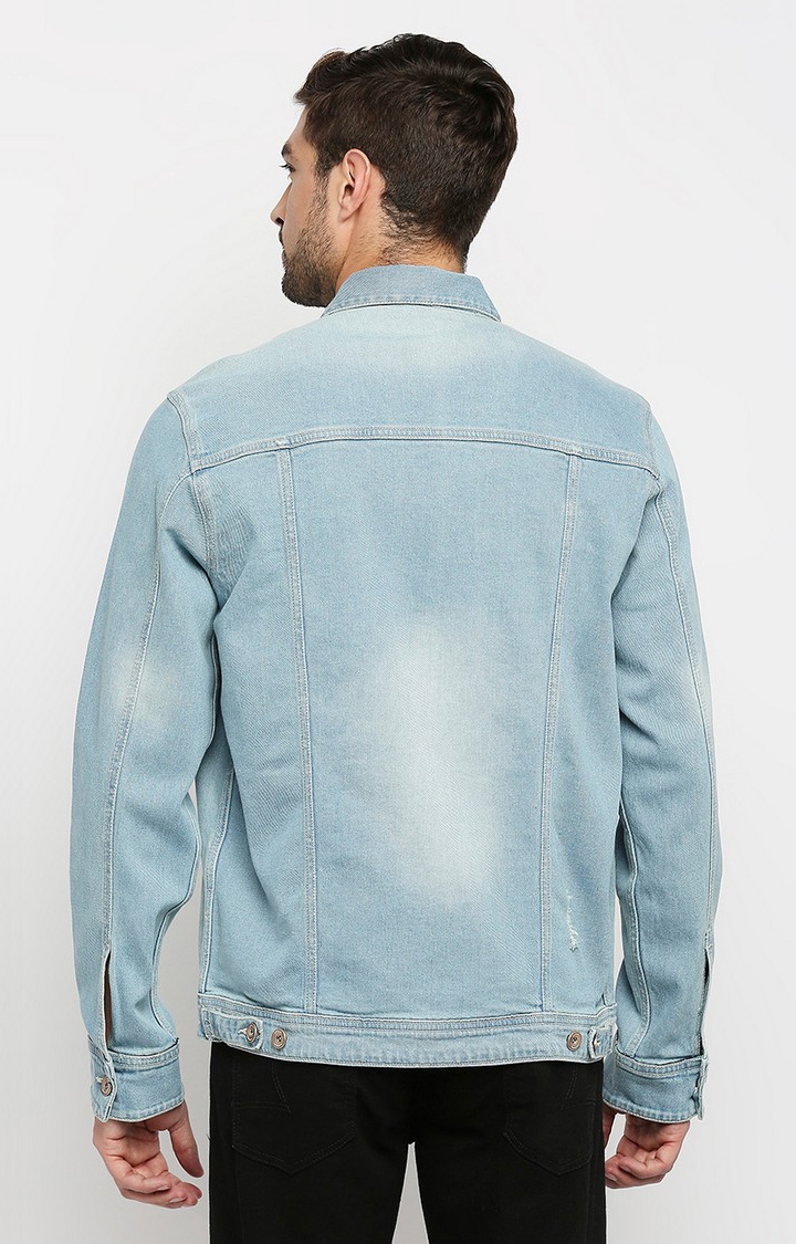 spykar | Spykar Blue Cotton Slim Fit Denim Jacket 5