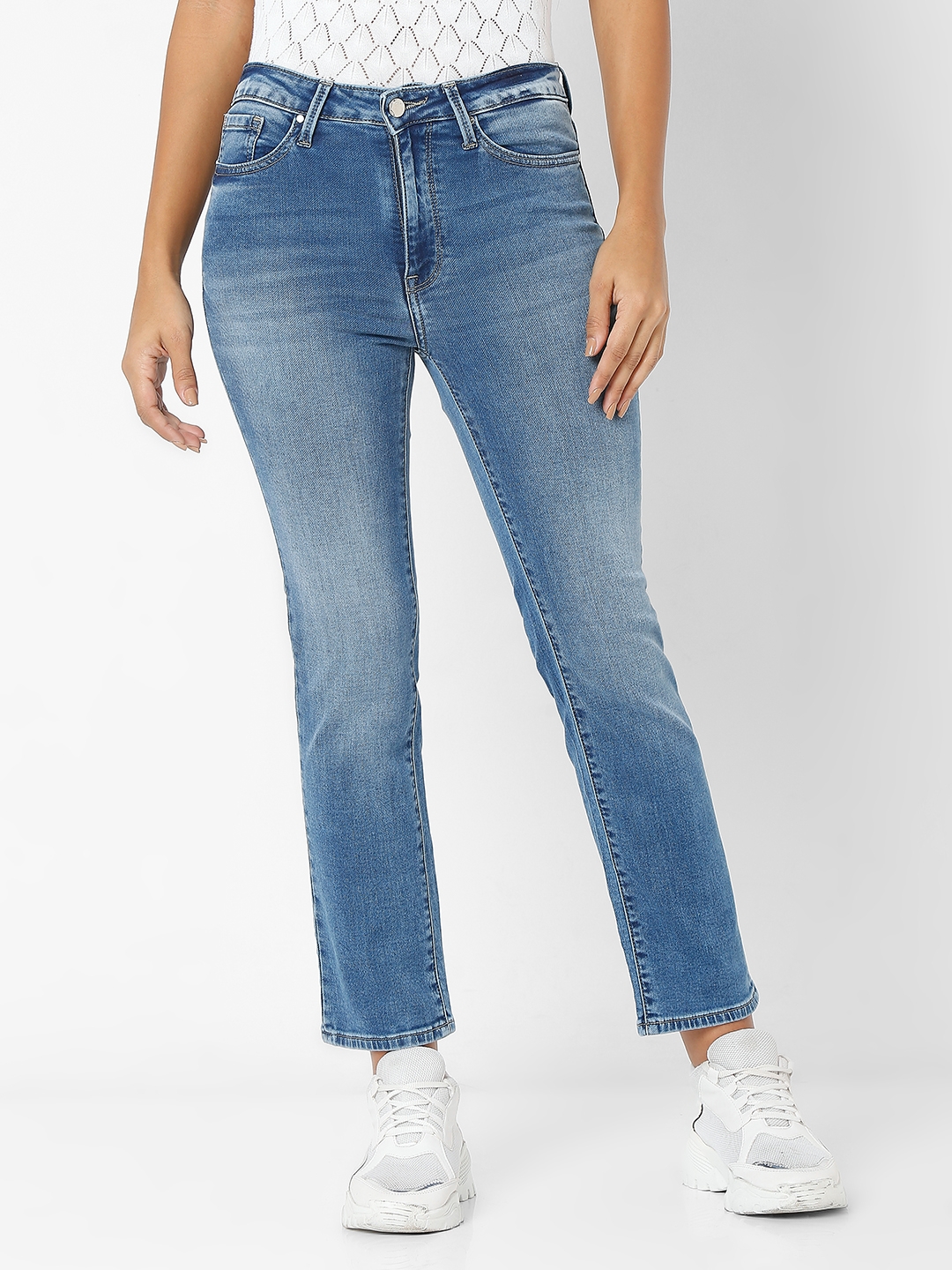 spykar | Women's Blue Cotton Solid Slim Jeans 0
