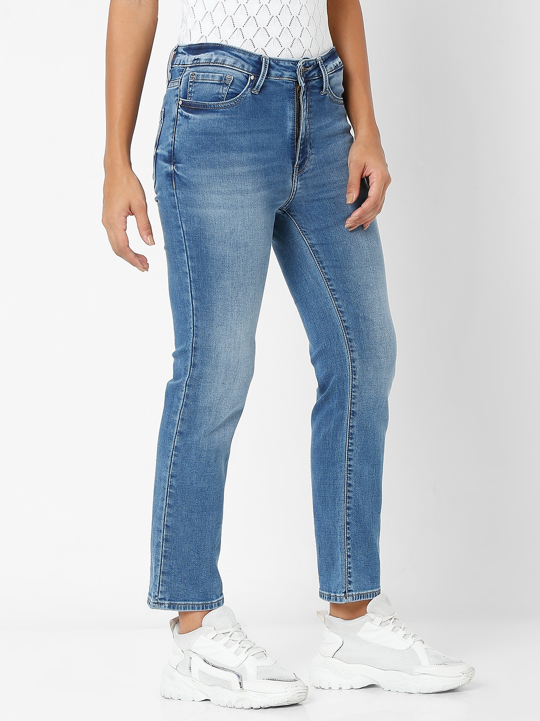 spykar | Women's Blue Cotton Solid Slim Jeans 2