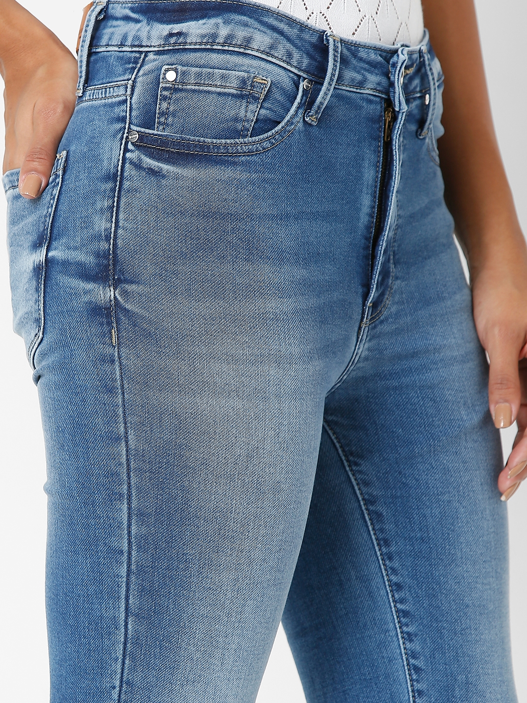 spykar | Women's Blue Cotton Solid Slim Jeans 4