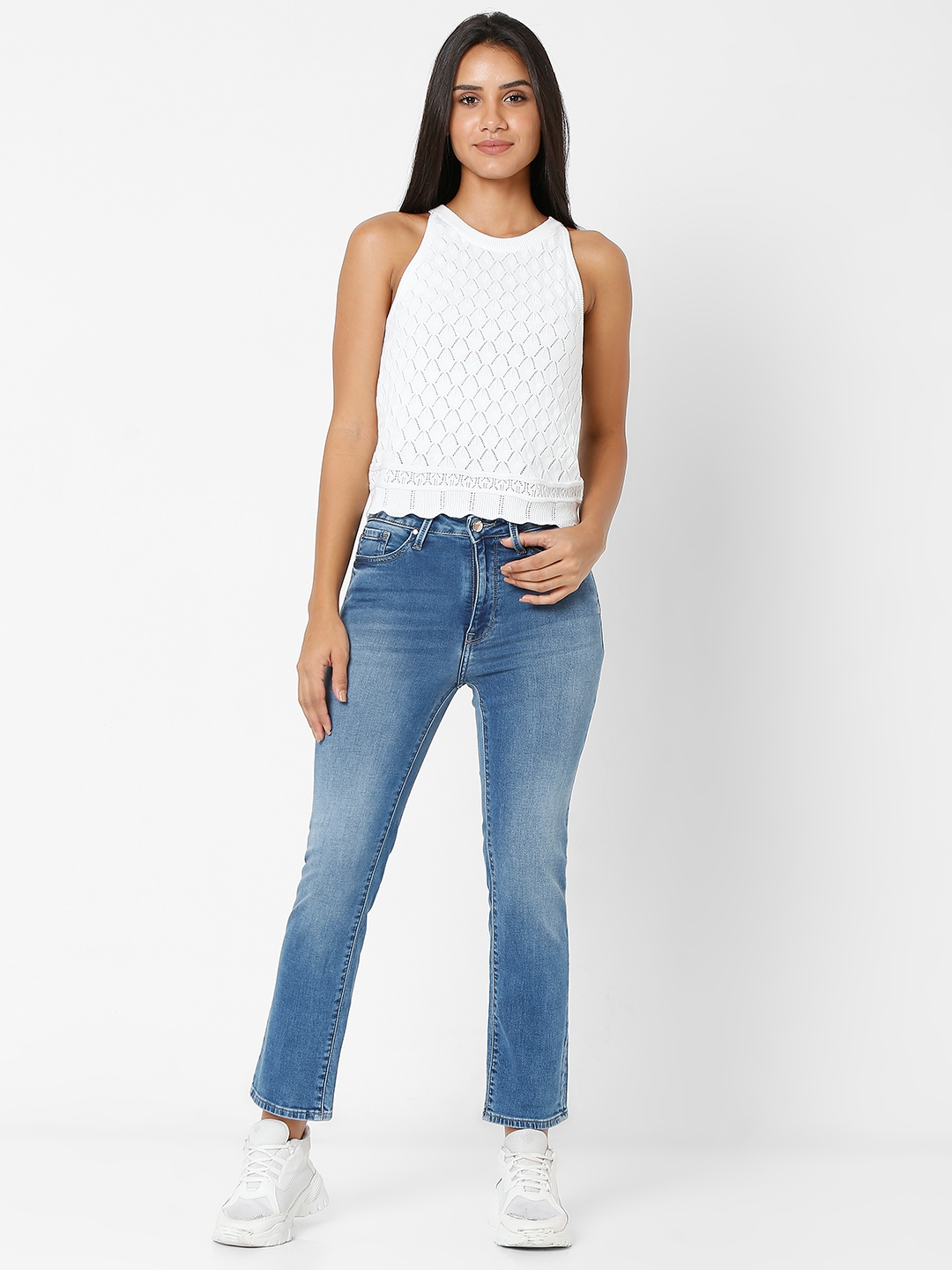 spykar | Women's Blue Cotton Solid Slim Jeans 5