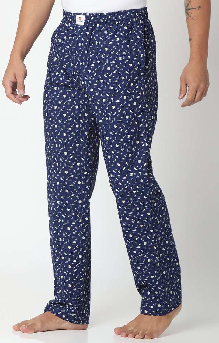 spykar | Underjeans By Spykar Men Navy Blue Cotton Printed Pyjama 1