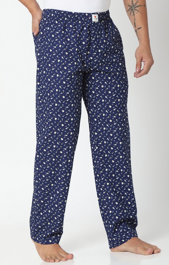 Spykar | Underjeans By Spykar Men Navy Blue Cotton Printed Pyjama 2