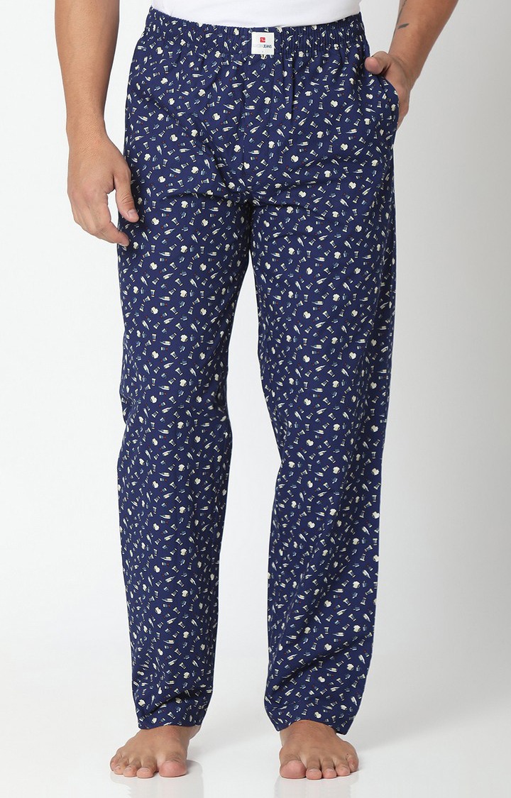 spykar | Underjeans By Spykar Men Navy Blue Cotton Printed Pyjama 0