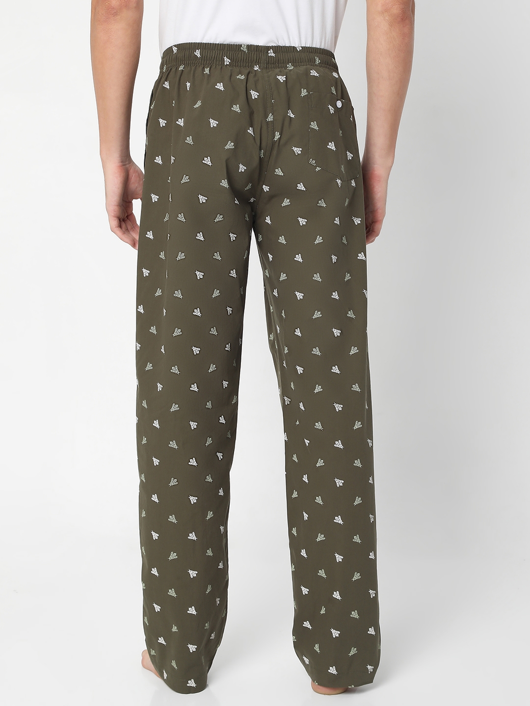 Underjeans by Spykar Men Olive Cotton Printed Pyjama