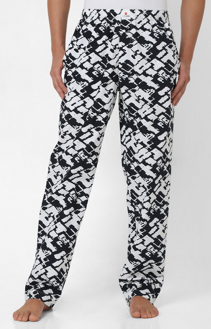 spykar | Underjeans By Spykar Black & White Cotton Regular Fit Men Pyjamas 0