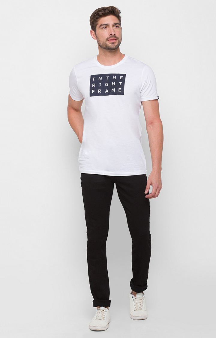 Men's Black Cotton Solid Slim Jeans