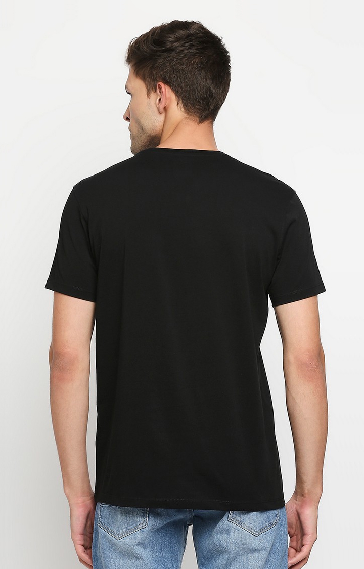 spykar | Spykar Men Black Cotton Slim Fit Round Neck T-Shirt 4