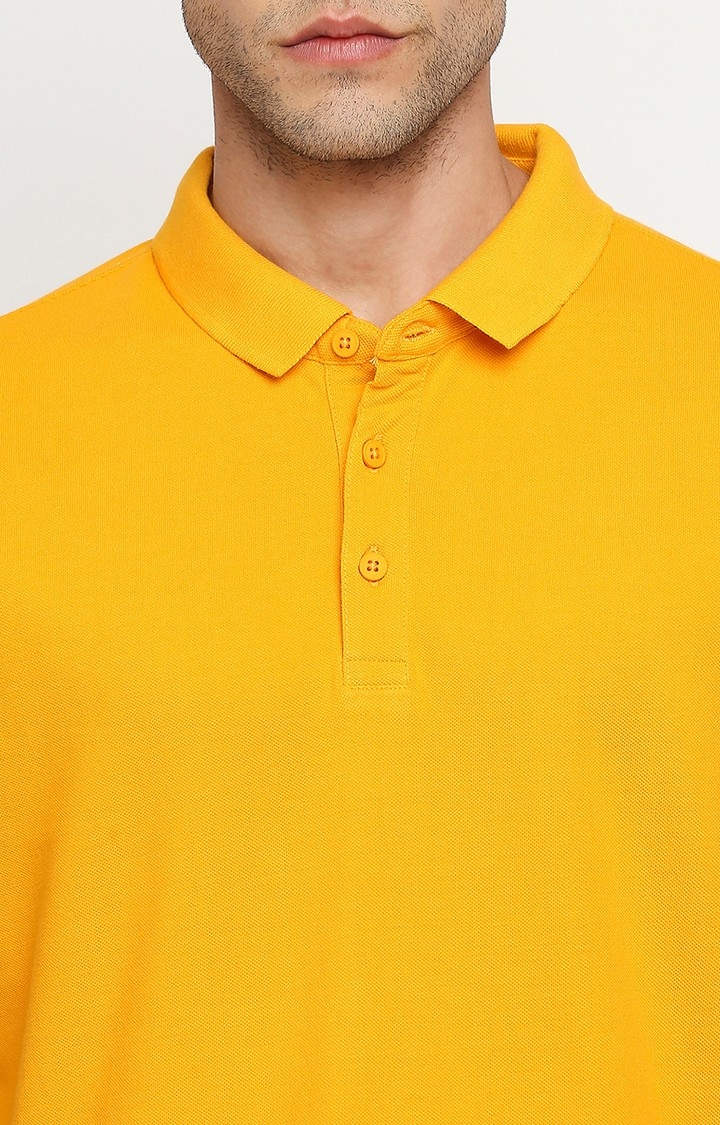 spykar | Spykar Yellow Cotton Printed Half Sleeve Polo T-Shirt 6