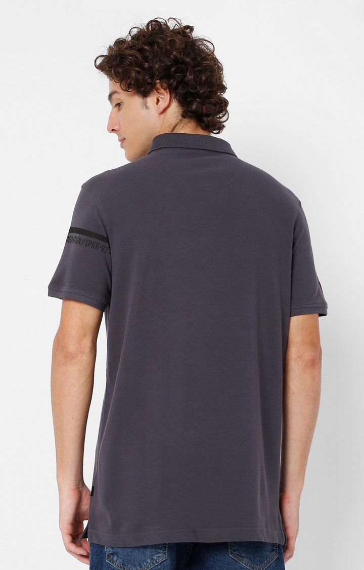 spykar | Spykar Men Grey Cotton Polo T-Shirt 4