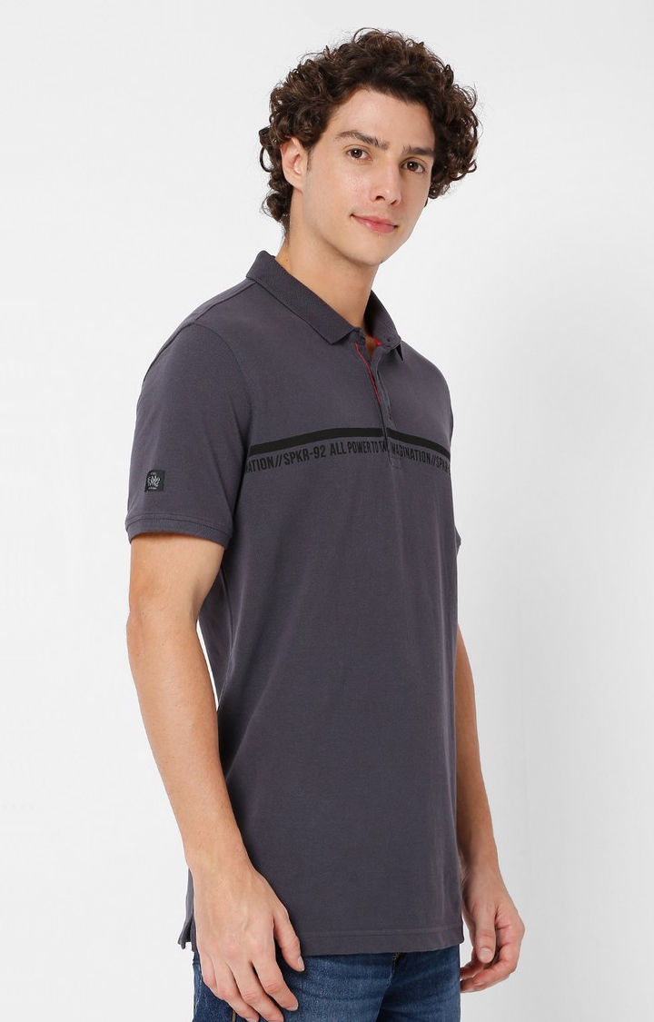 spykar | Spykar Men Grey Cotton Polo T-Shirt 3