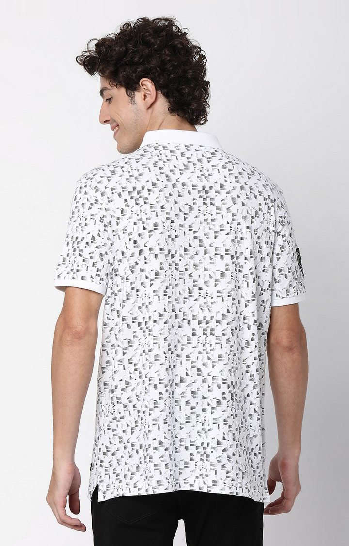 Men's White Cotton Blend  Polos