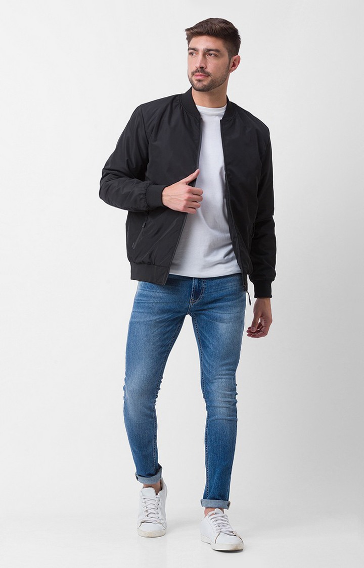 Spykar Jet Black Gilet Jacket For Men