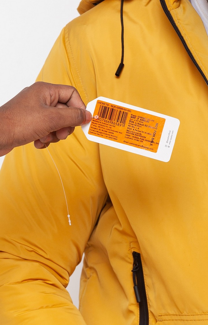 spykar | Spykar Chrome Yellow Polyester Full Sleeve Bomber Jackets For Men 6