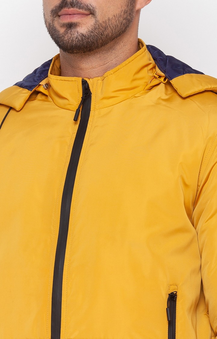 spykar | Spykar Chrome Yellow Polyester Full Sleeve Bomber Jackets For Men 5