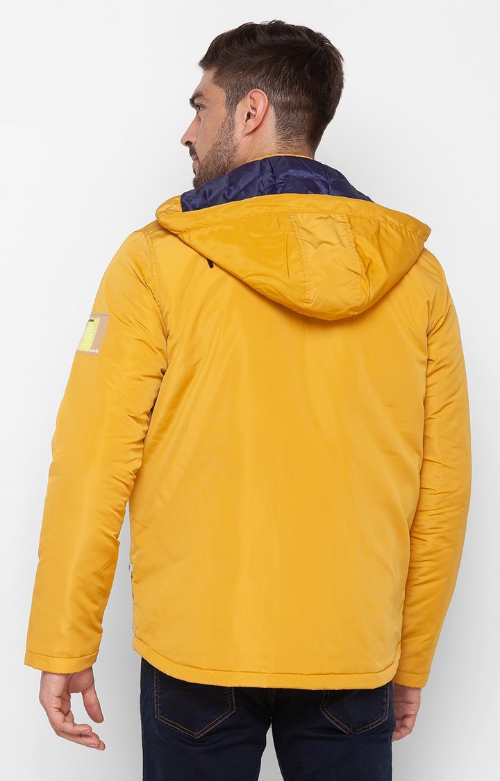 spykar | Spykar Chrome Yellow Polyester Full Sleeve Bomber Jackets For Men 4