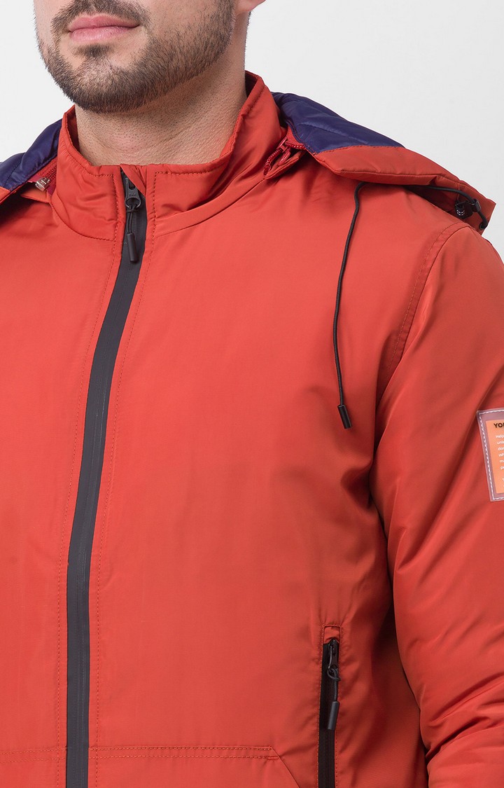 Spykar Flame Orange Bomber  Jacket For Men